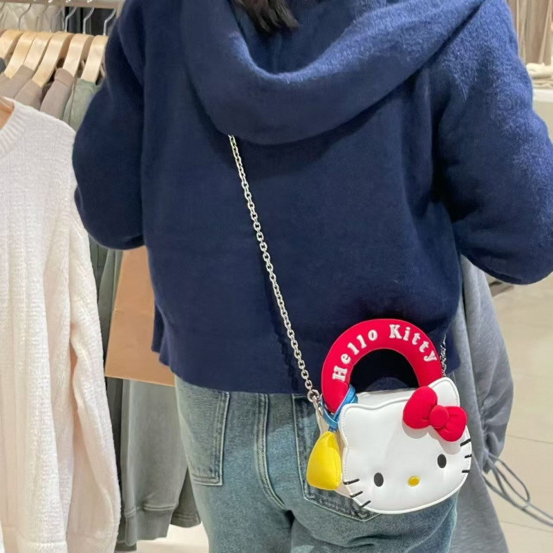 推し活グッズ リボン付き猫顔ミニトートバッグ