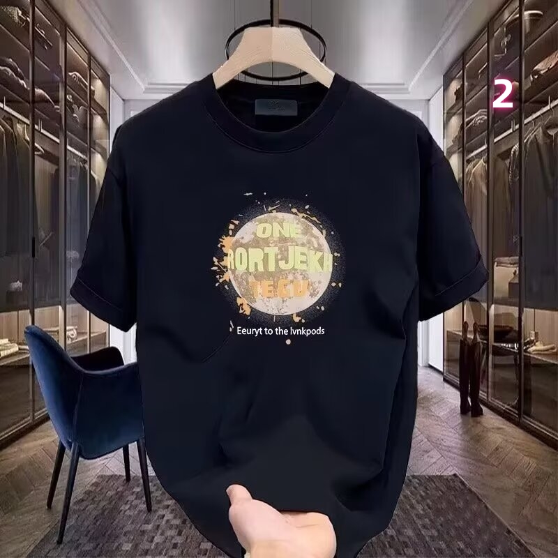 40 代 ファッション メンズ 2025春夏 メンズ 丸首 グラフィックプリント Tシャツ