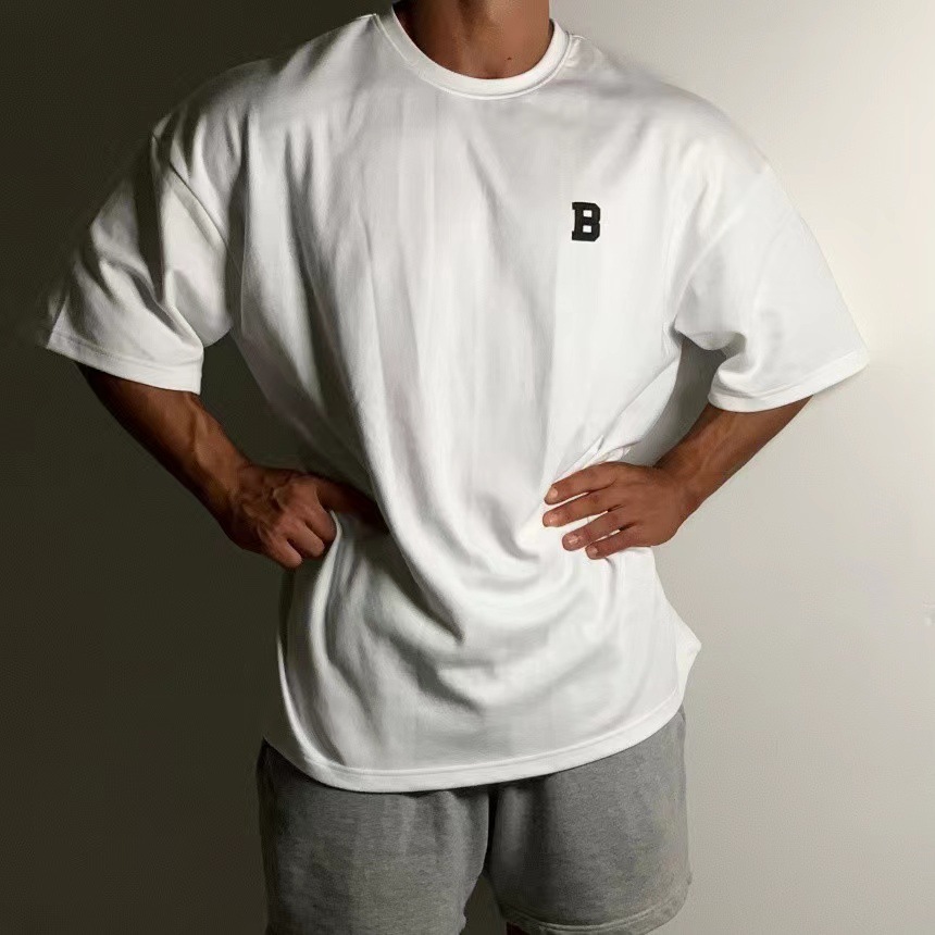 40 代 ファッション メンズ ゆったり着こなす B字ロゴ 半袖Tシャツ 全4色