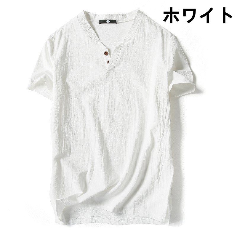 40 代 ファッション メンズ ヘンリーネック 半袖Tシャツ 大きいサイズ 夏 無地 カットソー