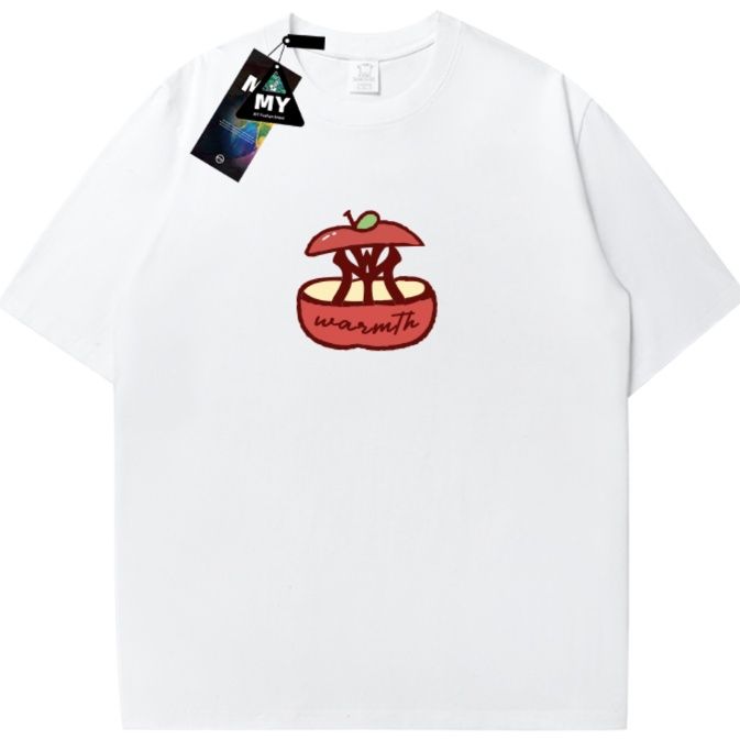 40 代 ファッション メンズ 大人のりんごモチーフ半袖Tシャツ