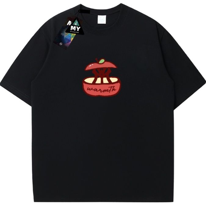 40 代 ファッション メンズ 大人のりんごモチーフ半袖Tシャツ