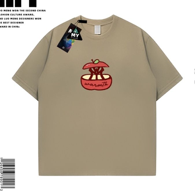 40 代 ファッション メンズ 大人のりんごモチーフ半袖Tシャツ