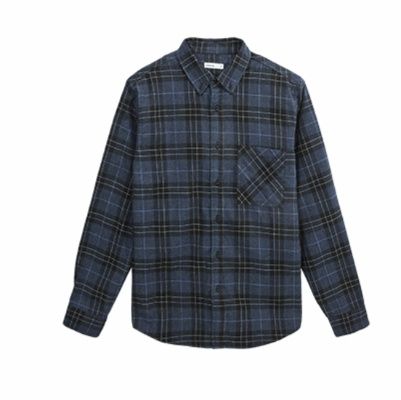 40 代 ファッション メンズ 格子柄くつろぎ七分袖シャツ