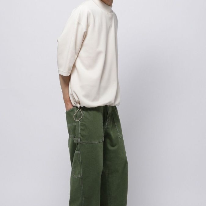 40 代 ファッション メンズ クロスステッチ モックネックカットソー