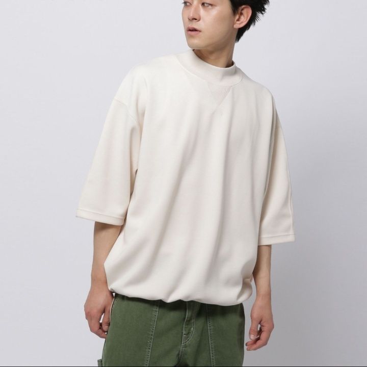 40 代 ファッション メンズ クロスステッチ モックネックカットソー