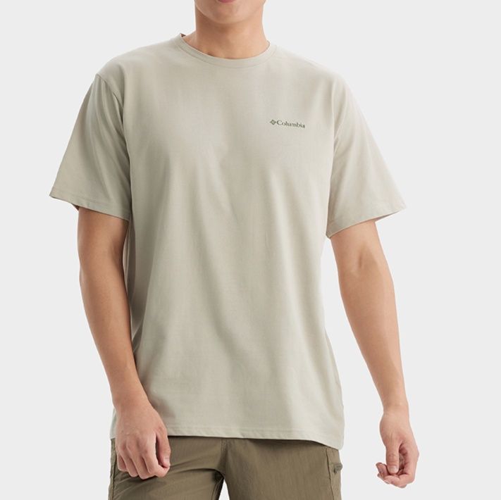 40 代 ファッション メンズ アウトドア風景バックプリントＴシャツ