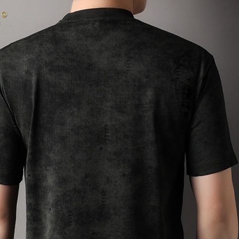40 代 ファッション メンズ 大人の風格 ベロア調クルーネックTシャツ