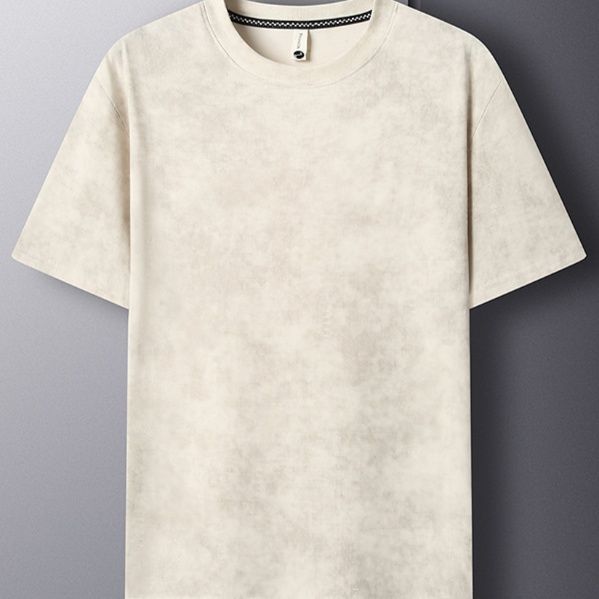40 代 ファッション メンズ 大人の風格 ベロア調クルーネックTシャツ