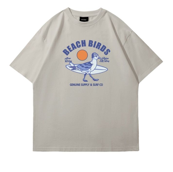 40 代 ファッション メンズ サーフバード プリント ビッグシルエット
