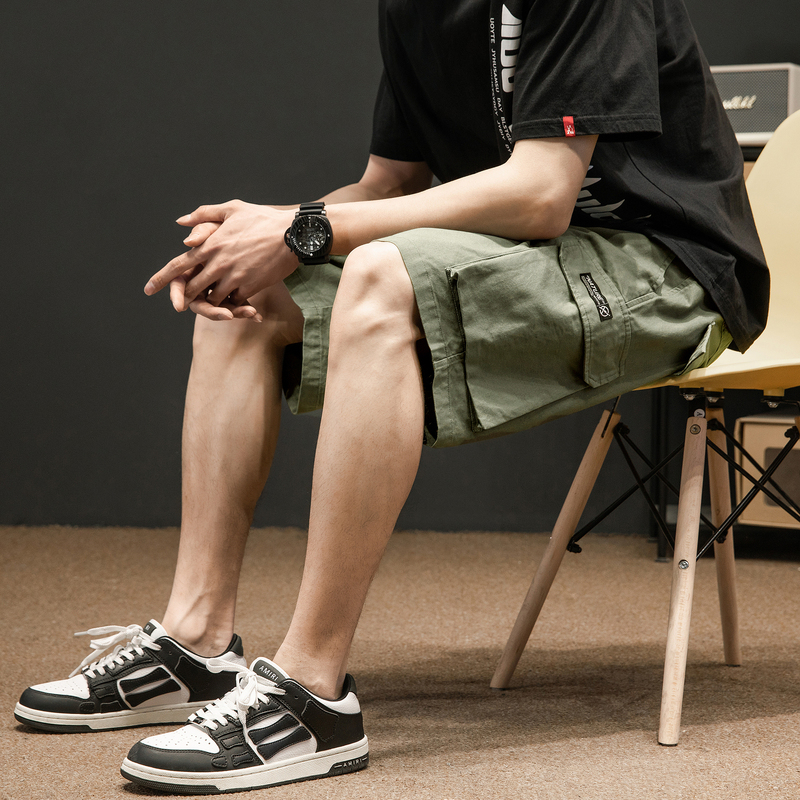 40 代 ファッション メンズ マルチポケット カーゴハーフパンツ