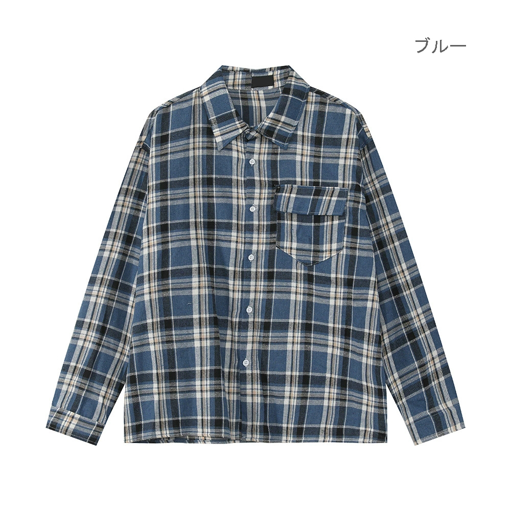 40 代 メンズ ファッション 男性チェック柄長袖シャツ春秋新作全3色男女兼用