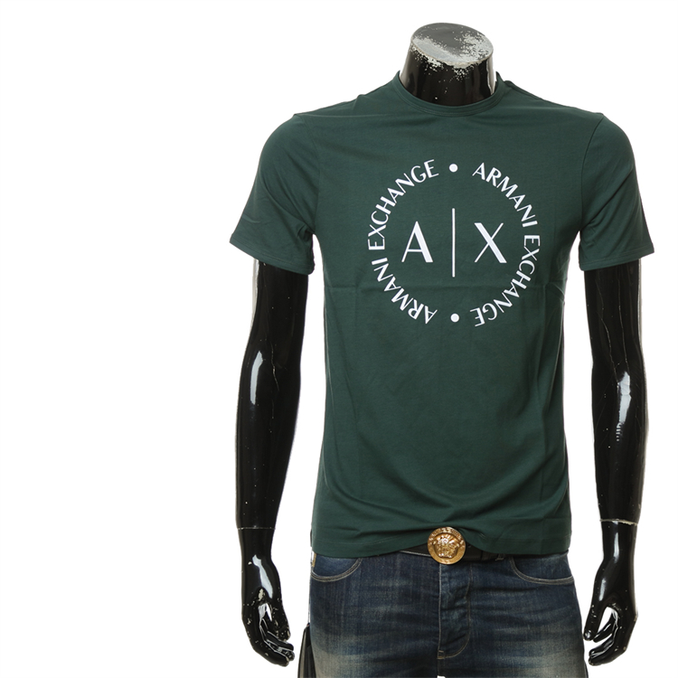 40 代 ファッション メンズ 円形ロゴ入り洗練半袖Tシャツ