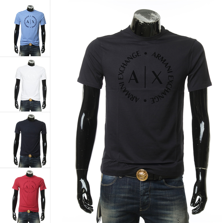 40 代 ファッション メンズ 円形ロゴ入り洗練半袖Tシャツ