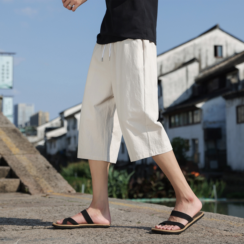 40 代 ファッション メンズ 涼やか七分丈リラックスパンツ