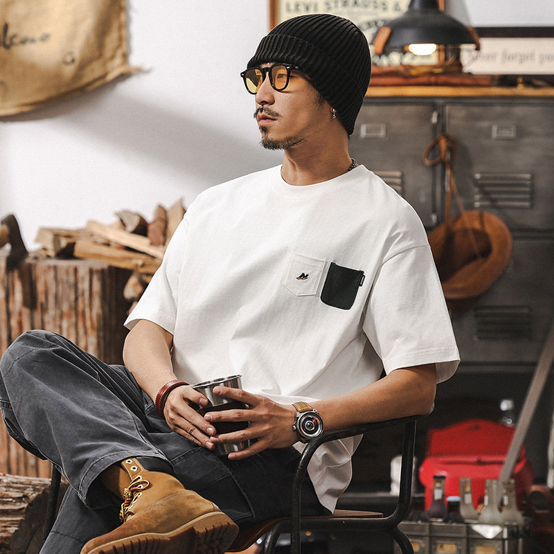 40 代 メンズ ファッション ポケット付き半袖シャツ メンズ カジュアル ゆったりトップス