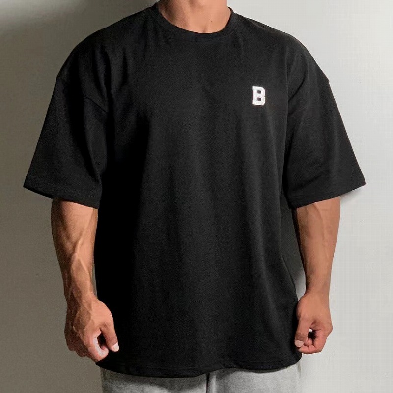 40 代 ファッション メンズ ゆったり着こなす B字ロゴ 半袖Tシャツ 全4色