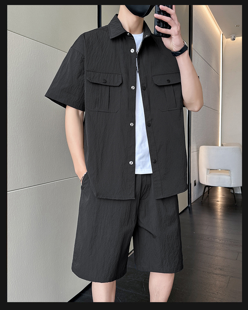 40 代 ファッション メンズ 大人の余裕 ダブルポケット半袖シャツ