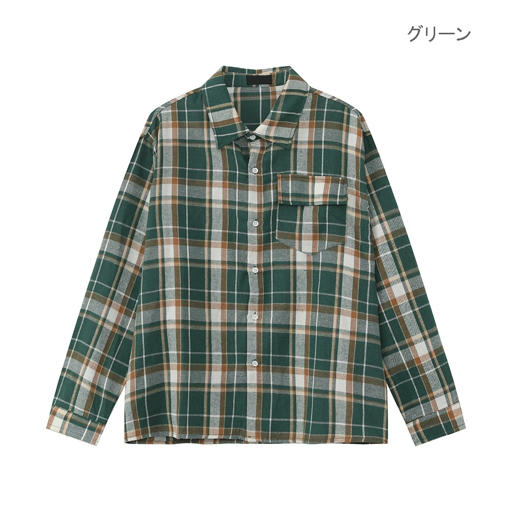 40 代 メンズ ファッション 男性チェック柄長袖シャツ春秋新作全3色男女兼用