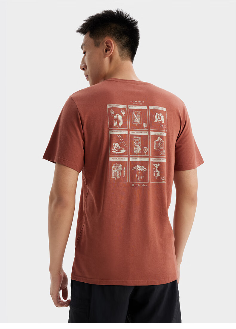 40 代 ファッション メンズ アウトドア感性 バックロゴ Tシャツ