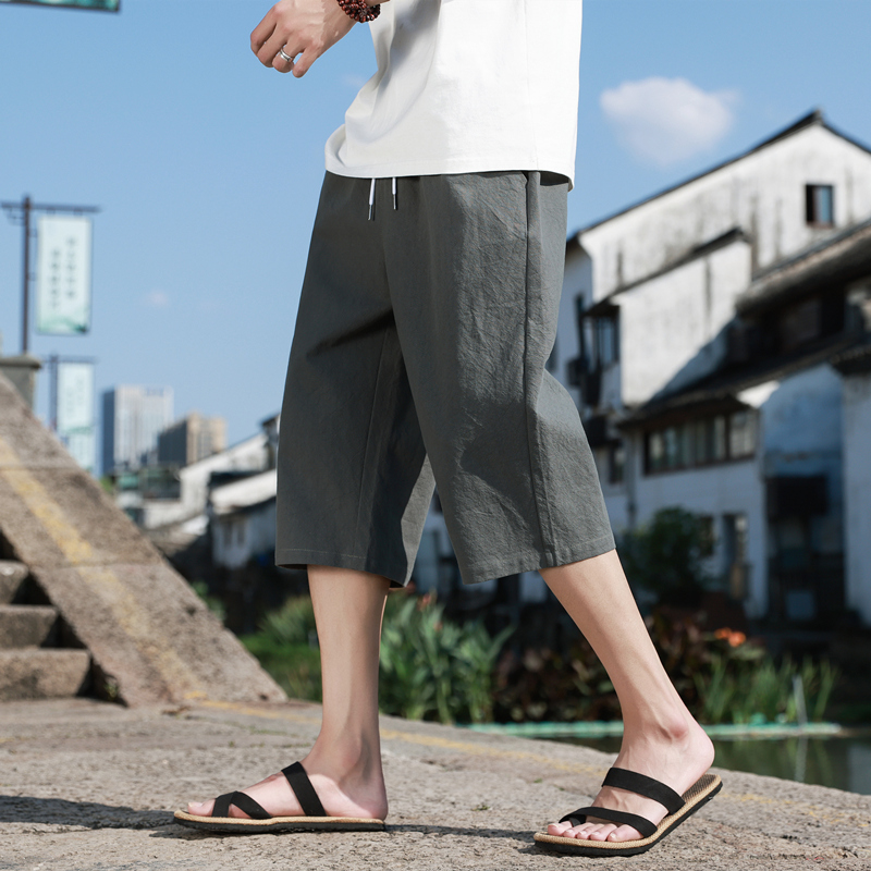 40 代 ファッション メンズ 涼やか七分丈リラックスパンツ