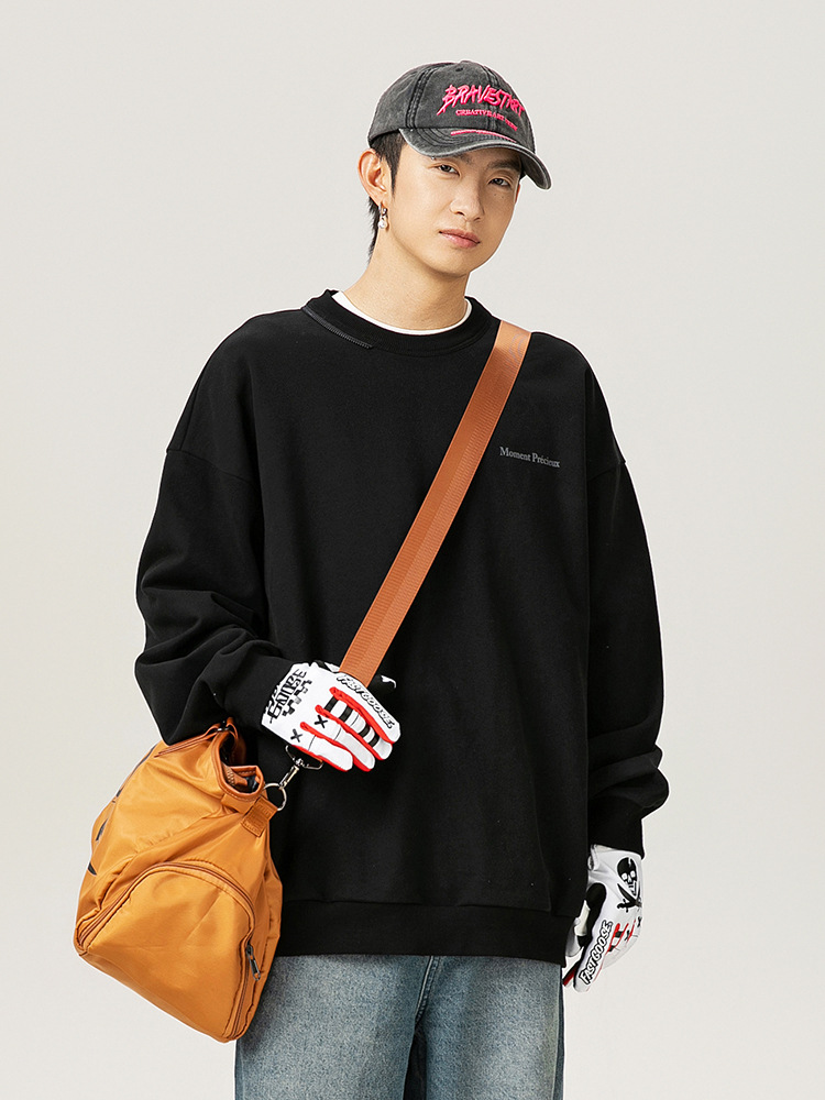 40 代 ファッション メンズ メンズ 裏パイル バックロゴ トレーナーシャツ 厚手 秋冬