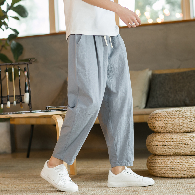 40 代 ファッション メンズ リラクシング麻混ワイドパンツ