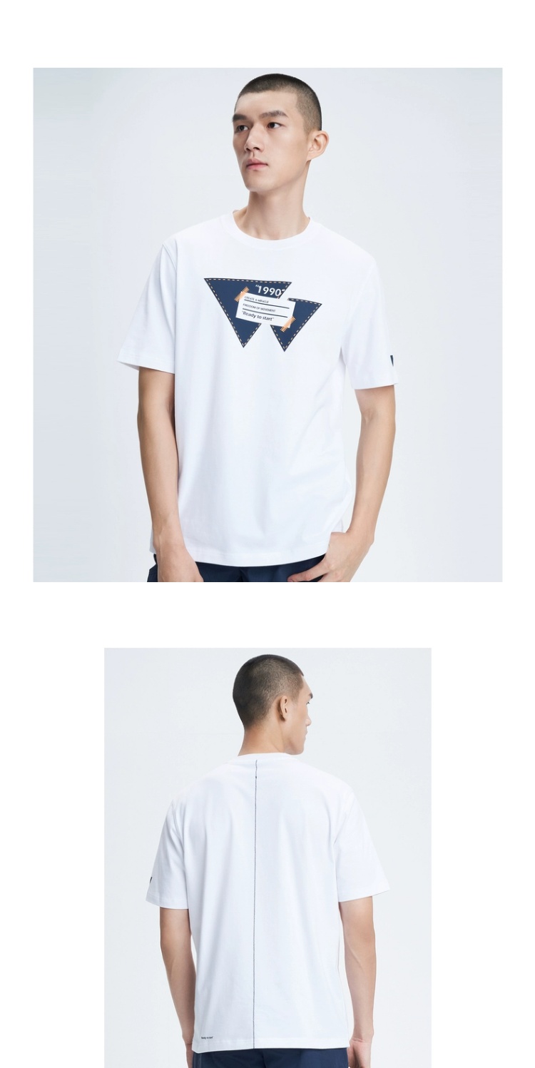 40 代 ファッション メンズ レトロモダン 三角プリント 半袖Tシャツ