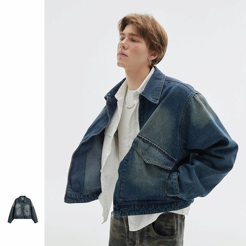 40 代 メンズ ファッション 古着風デニムジャケット メンズ 秋冬アウター