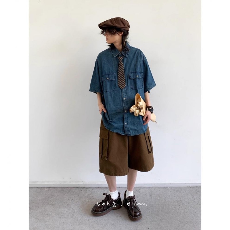 40 代 メンズ ファッション メンズ デニムシャツ 半袖 カジュアル ゆったり シャツ