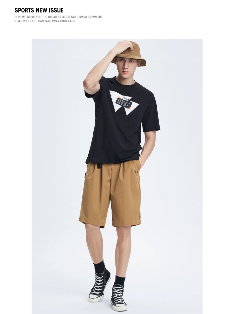 40 代 ファッション メンズ レトロモダン 三角プリント 半袖Tシャツ