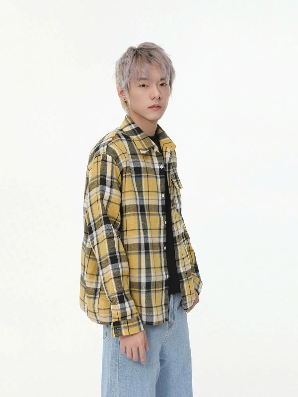 40 代 メンズ ファッション 男性チェック柄長袖シャツ春秋新作全3色男女兼用