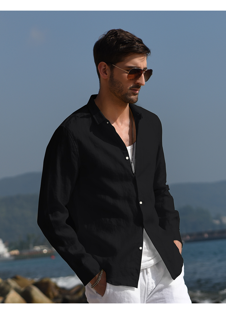 40 代 ファッション メンズ リネン混リゾートシャツ