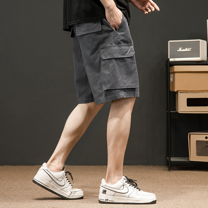 40 代 ファッション メンズ マルチポケット カーゴハーフパンツ