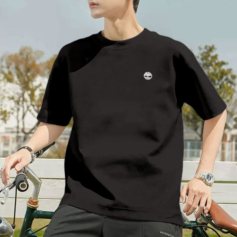 40 代 ファッション メンズ シンプル胸元刺繍入り上質Tシャツ