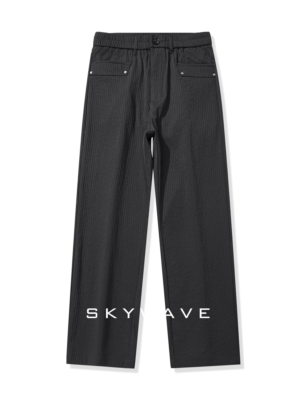 40 代 ファッション メンズ 風合い柔らか リブストライプワイドパンツ