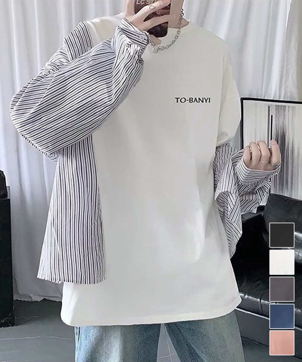 40 代 ファッション メンズ メンズ長袖Tシャツ シンプルロゴ 40代向け