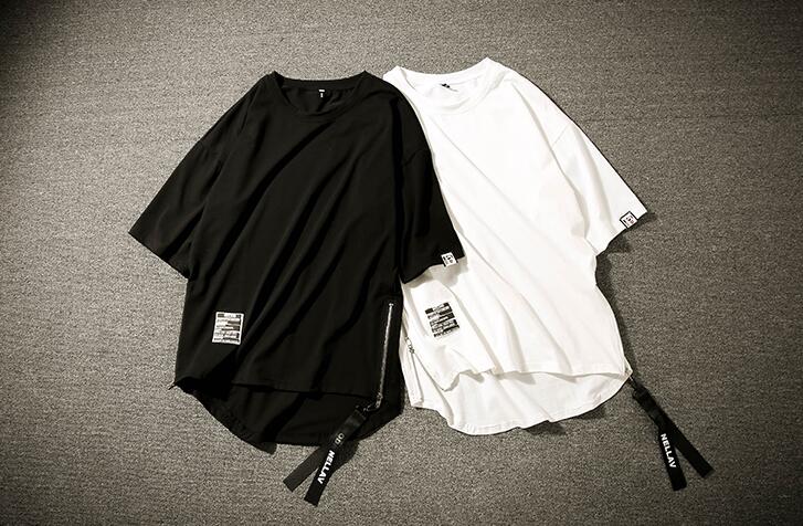 40 代 ファッション メンズ サイドジッパー ロング丈Tシャツ メンズ 夏 ゆったり