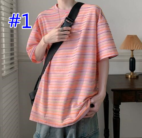 40 代 ファッション メンズ メンズ マルチボーダー 半袖Tシャツ カジュアル
