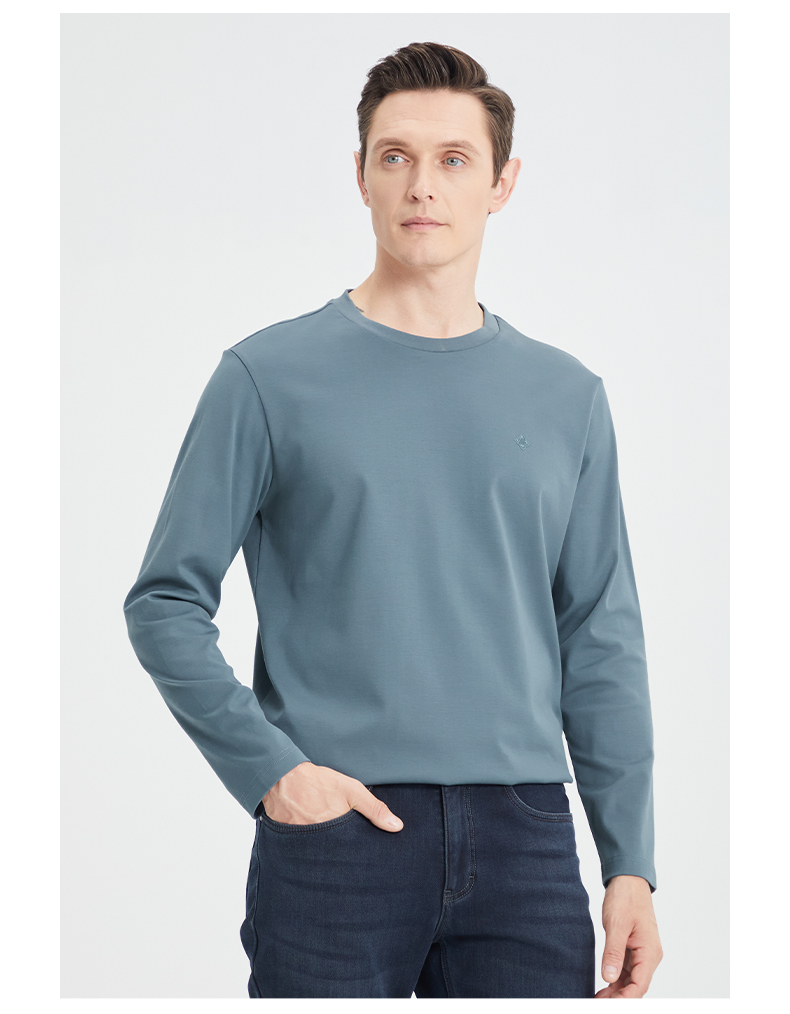 40 代 ファッション メンズ 上質シンプル 長袖クルーネックカットソー