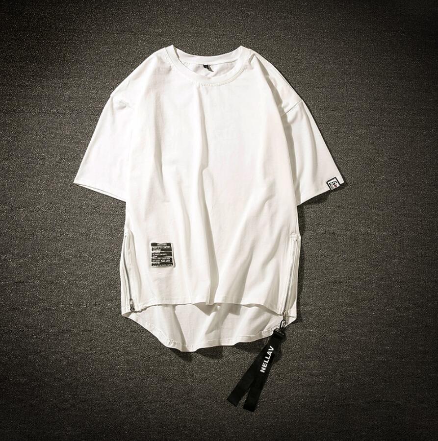 40 代 ファッション メンズ サイドジッパー ロング丈Tシャツ メンズ 夏 ゆったり