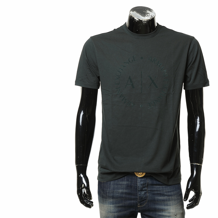 40 代 ファッション メンズ 円形ロゴ入り洗練半袖Tシャツ