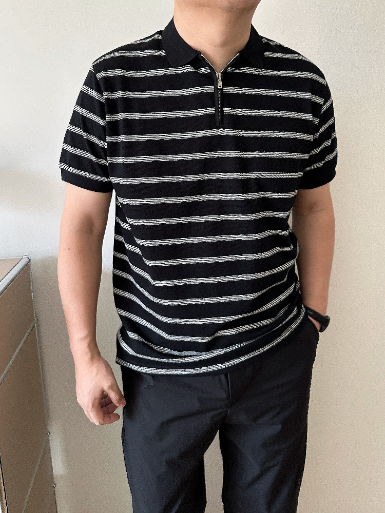 40 代 ファッション メンズ 上品な佇まい ハーフジップポロシャツ
