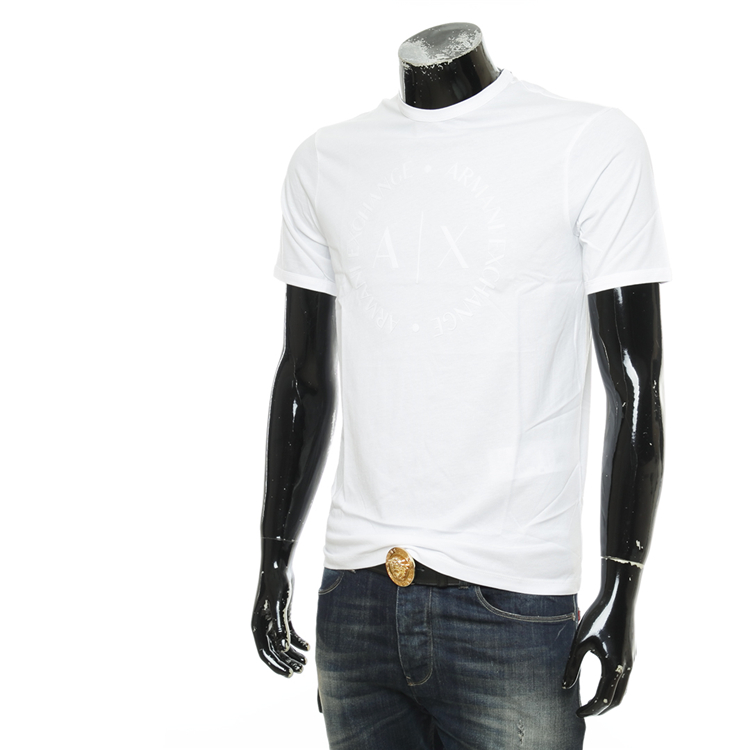 40 代 ファッション メンズ 円形ロゴ入り洗練半袖Tシャツ