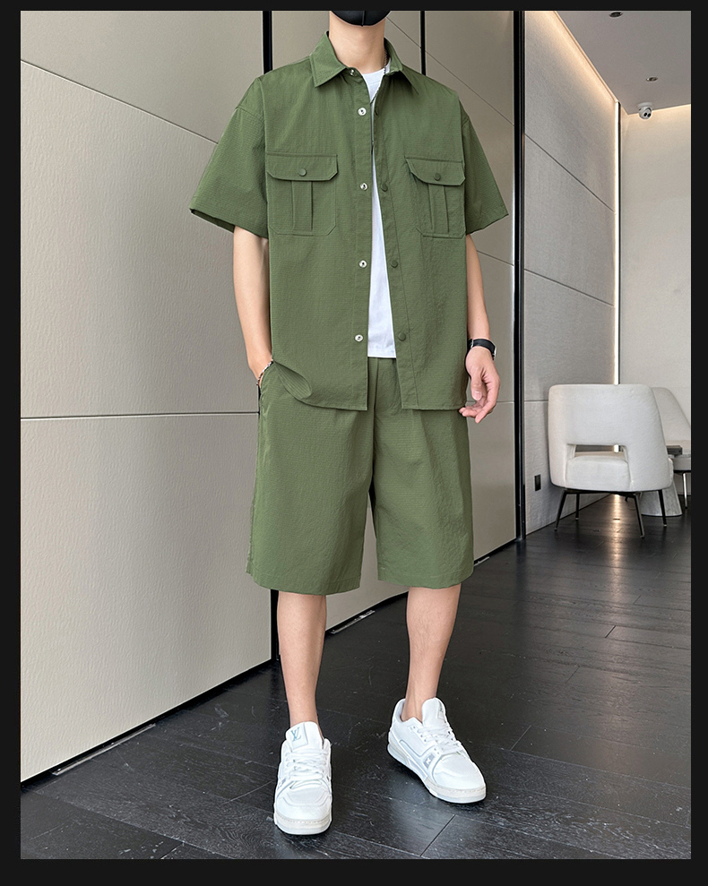 40 代 ファッション メンズ 大人の余裕 ダブルポケット半袖シャツ
