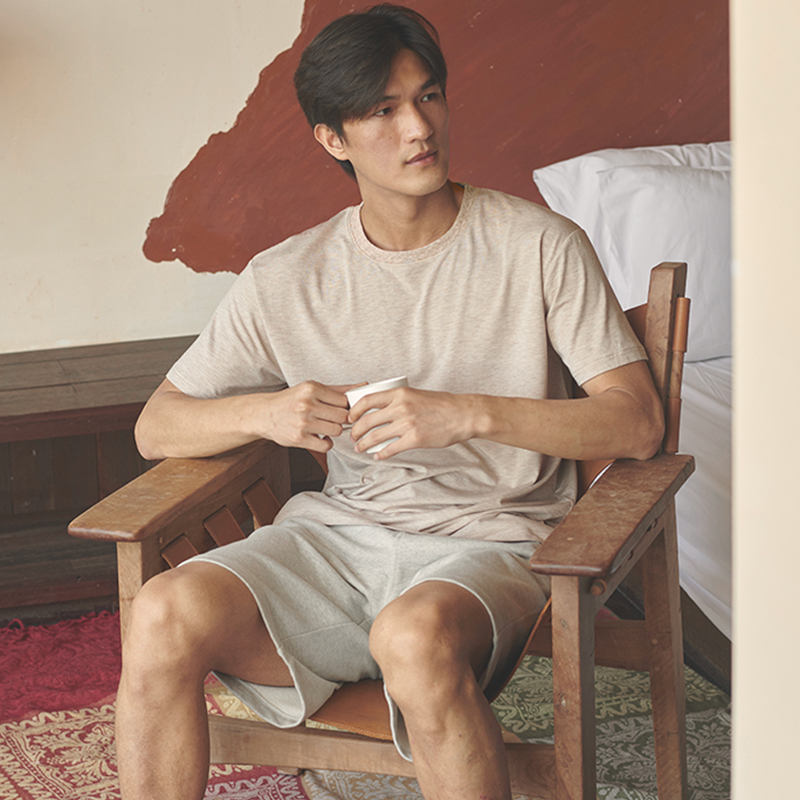 40 代 ファッション メンズ リラックスリネン混ルームショートパンツ