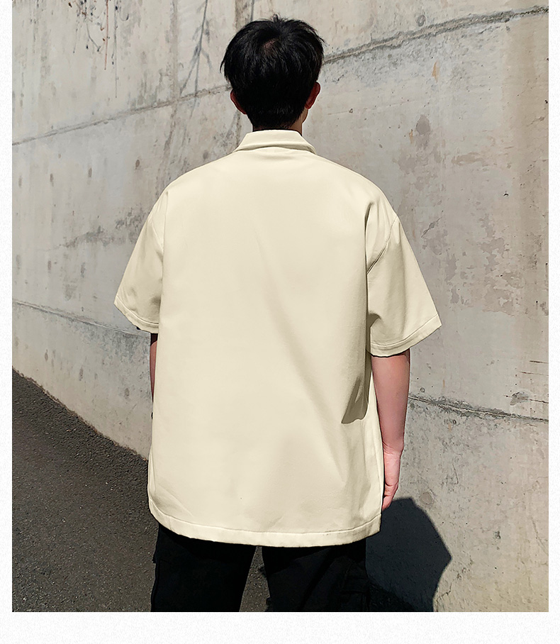 40 代 ファッション メンズ 洗練ハーフジップポケットシャツ