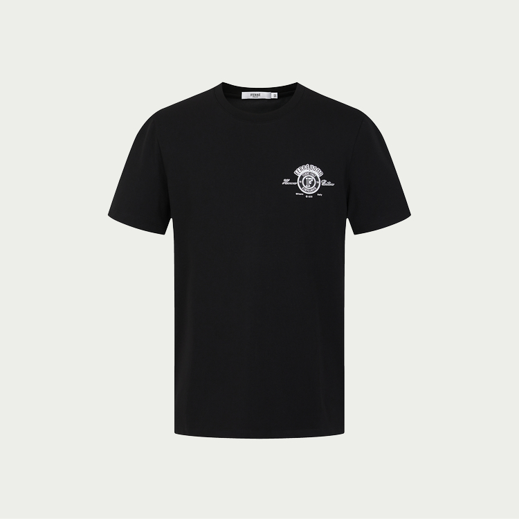 40 代 ファッション メンズ 胸元エンブレム 上質クルーネックTシャツ
