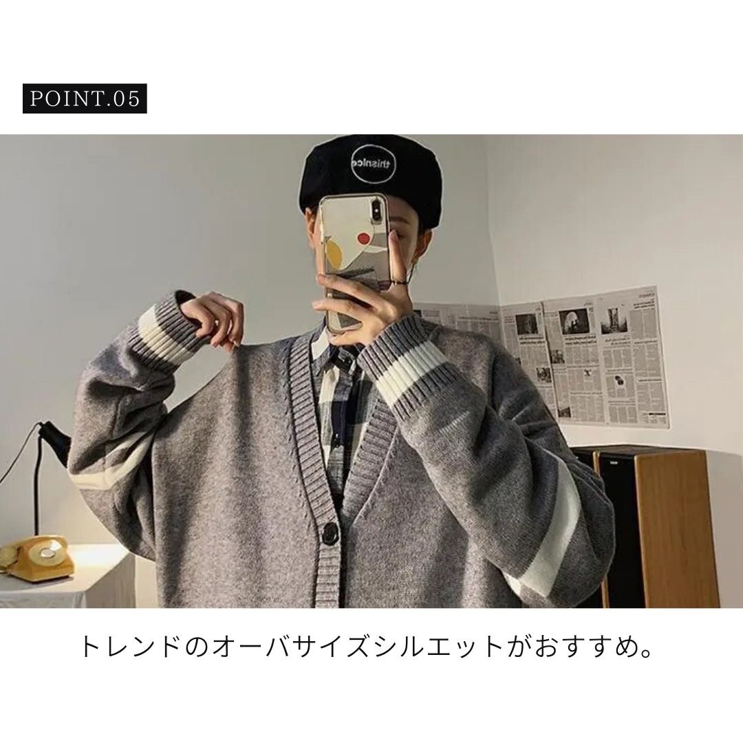 40 代 ファッション メンズ メンズ ニットジャケット 白ライン入り 大人の韓国風 全2色