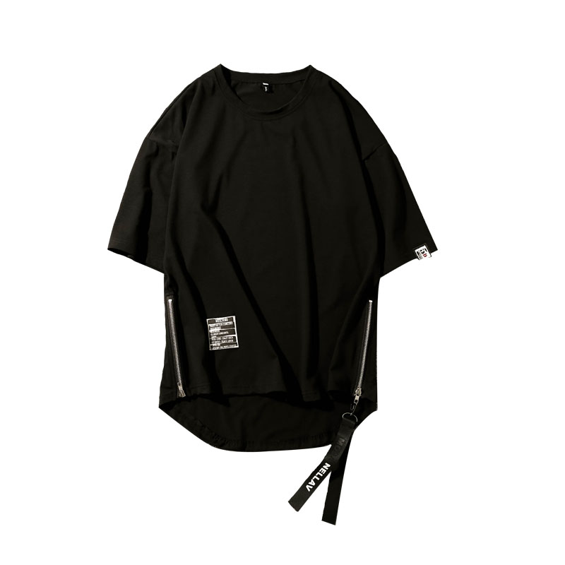 40 代 ファッション メンズ サイドジッパー ロング丈Tシャツ メンズ 夏 ゆったり